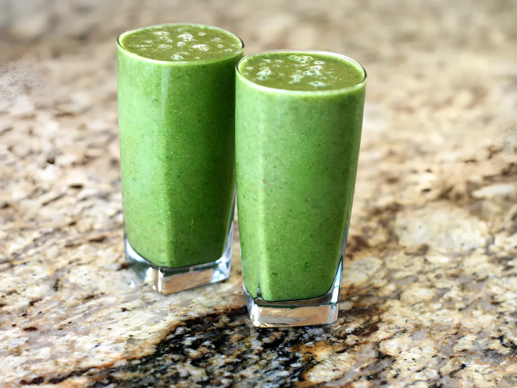 Image of pineapple broccoli smoothie.