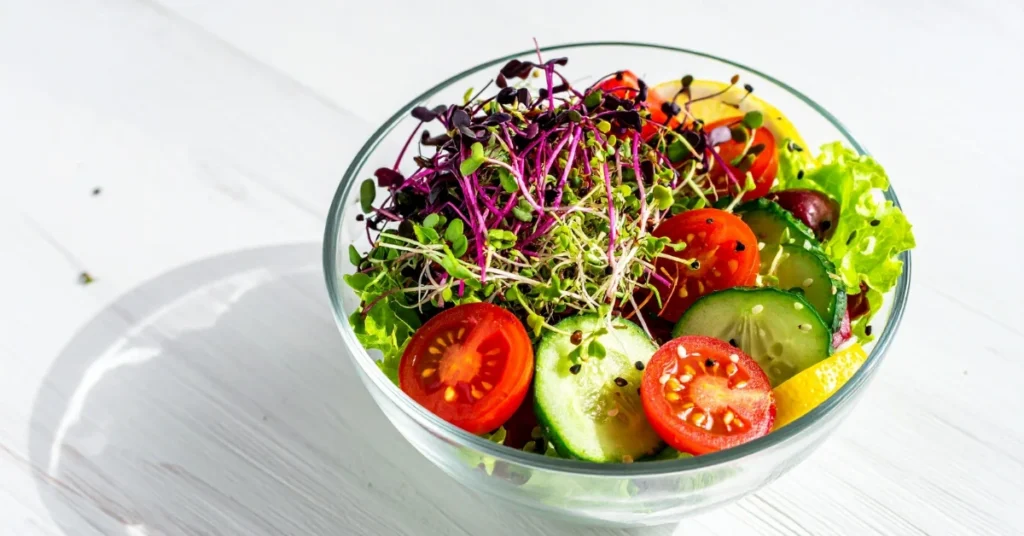 Colorful microgreens in a bowl, packed with vitamins for picky eaters.
