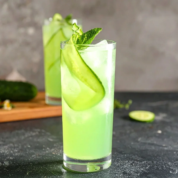 Image of a glass of greens powder juice.