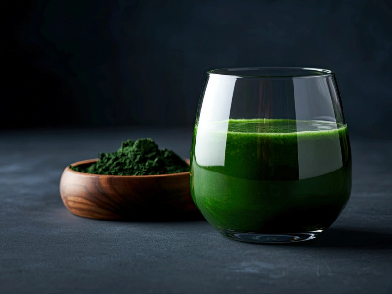 Image of a smoothie made with greens powder packets.