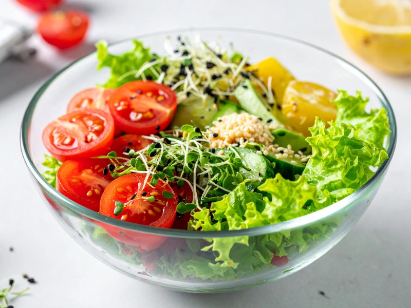 Image of breakfast bowl with microgreens toppings.