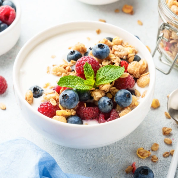 Image showing Greek yogurt with fruit and granola.