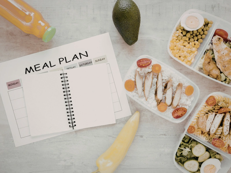 Image showing an organized multi-day backpacking meal plan.