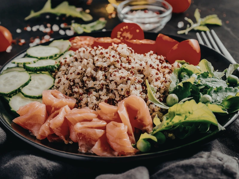 Image showing brown rice, quinoa, and vegetables.