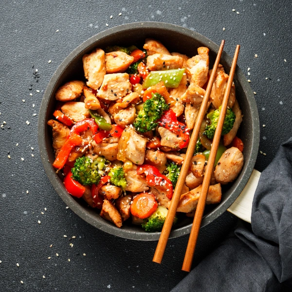 Image showing healthy recipe for chicken stir fry with vegetables.
