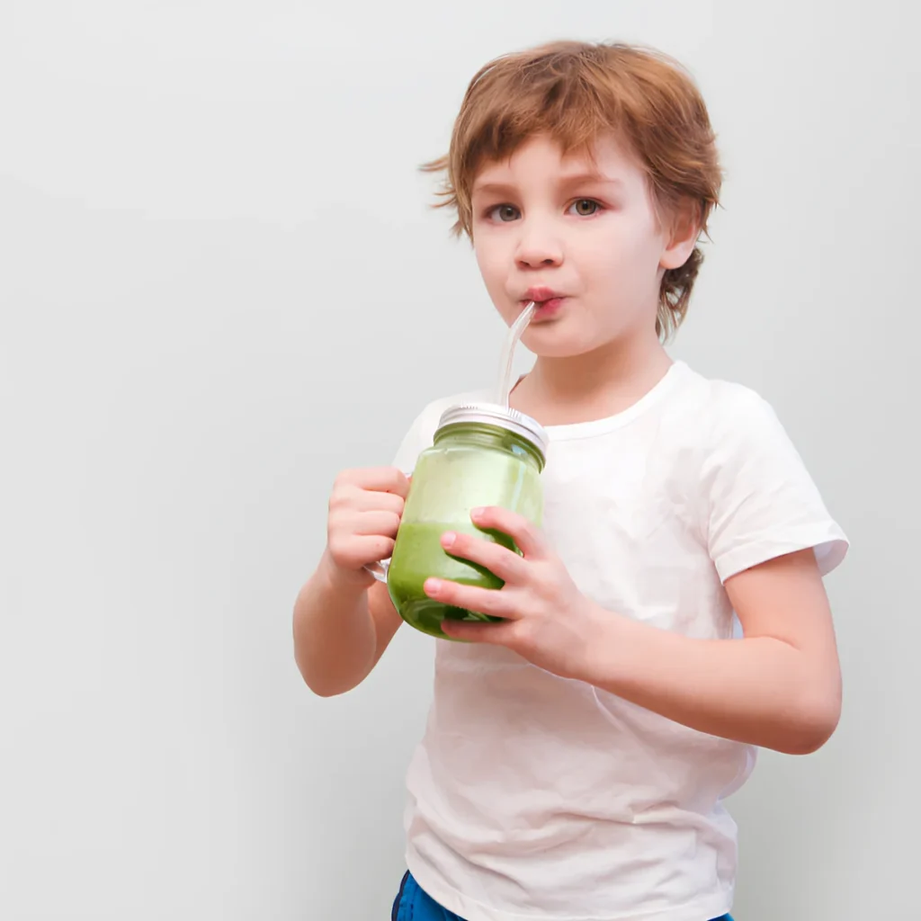Image of a creamy kid-friendly green smoothie.