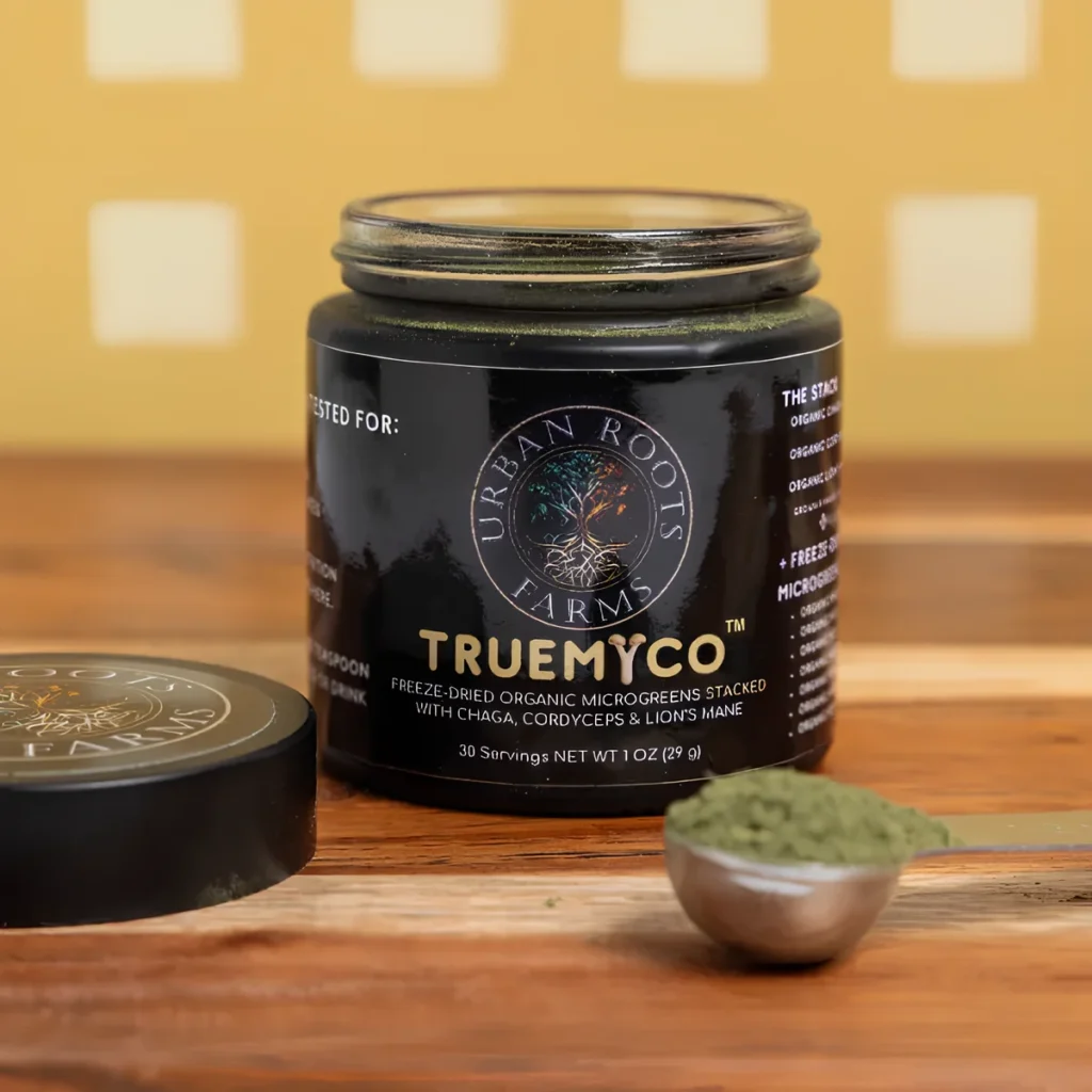 Image of freeze-dried greens by TrueMyco.